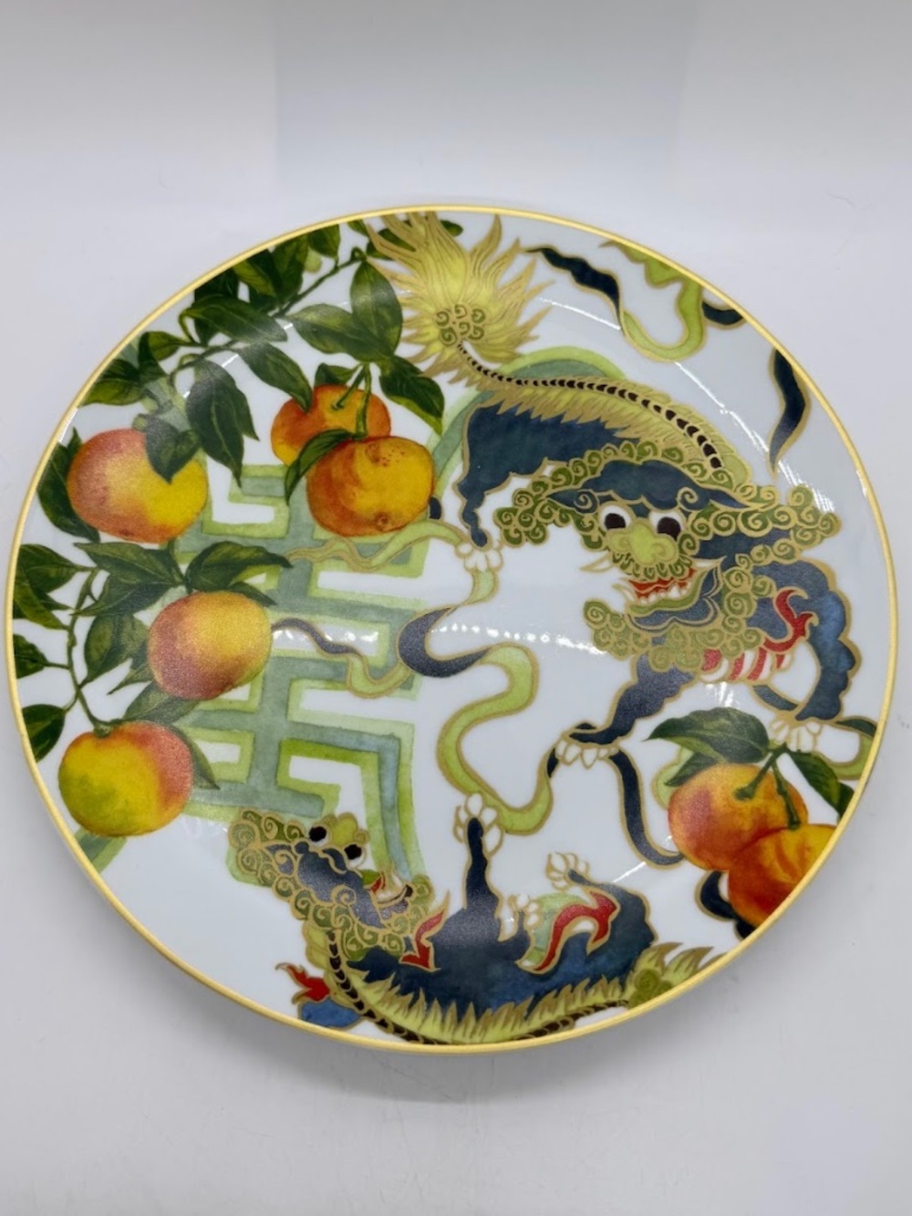 Williams Sonoma Lunar New Year New Moon Salad Plate Mandarin Foo Dog 8.5"